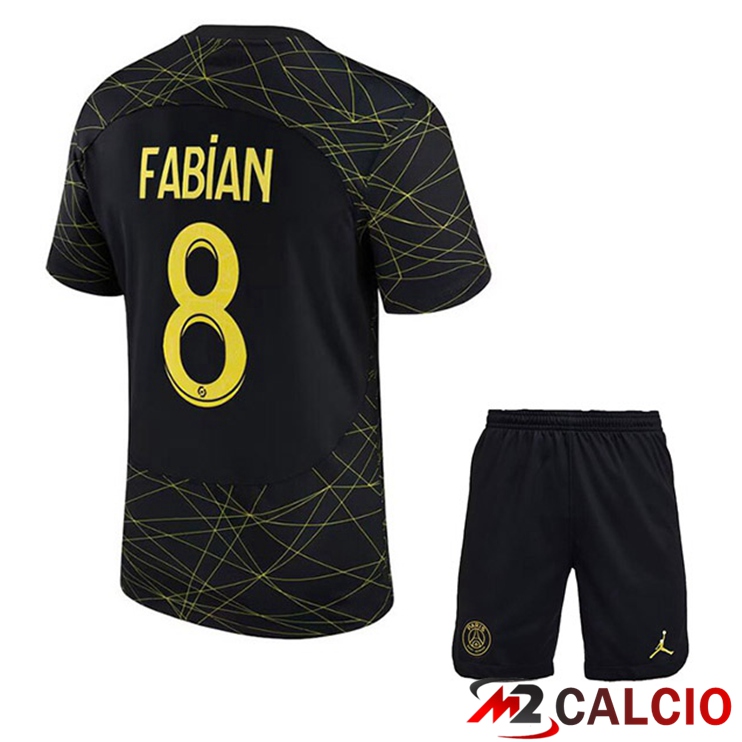 Maglie Calcio Paris PSG (FABIAN 8) Bambino Quarto Nero 2022/2023