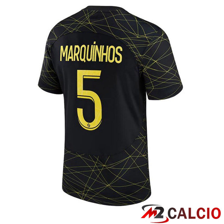 Maglie Calcio Paris PSG (MARQUINHOS 5) Quarto Nero 2022/2023