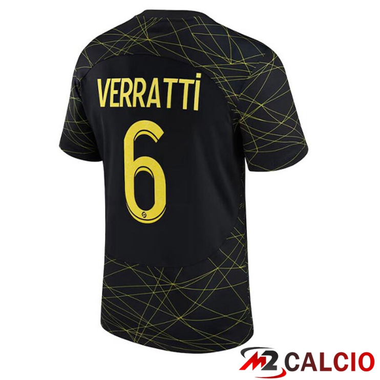 Maglie Calcio Paris PSG (VERRATTI 6) Quarto Nero 2022/2023