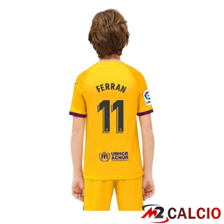Maglie Calcio FC Barcellona (FERRAN 11) Bambino Quarto Giallo 2022/2023