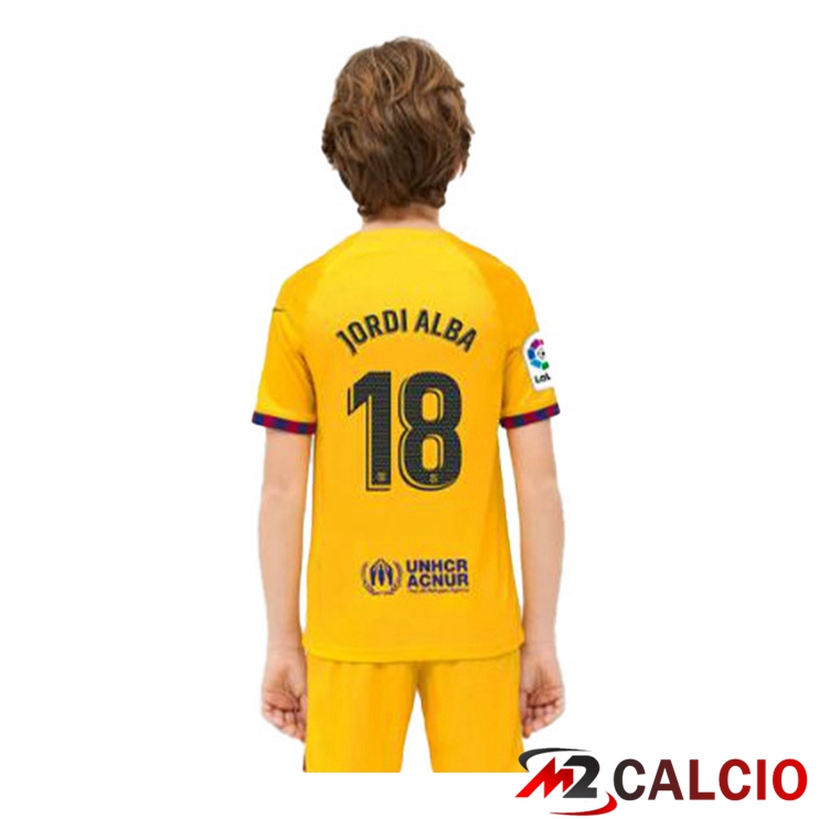 Maglie Calcio FC Barcellona (JORDI ALBA 18) Bambino Quarto Giallo 2022/2023