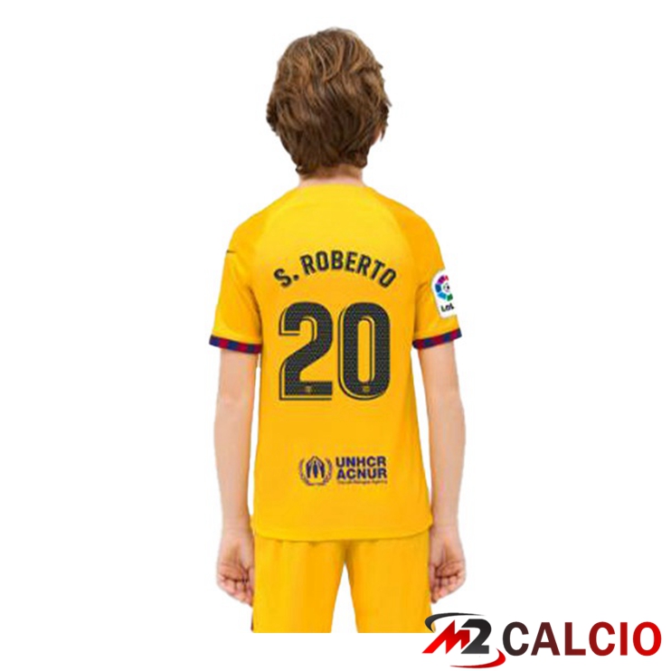 Maglie Calcio FC Barcellona (S. ROBERTO 20) Bambino Quarto Giallo 2022/2023