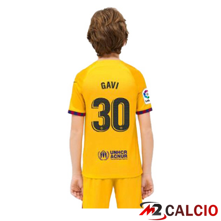 Maglie Calcio FC Barcellona (GAVI 30) Bambino Quarto Giallo 2022/2023