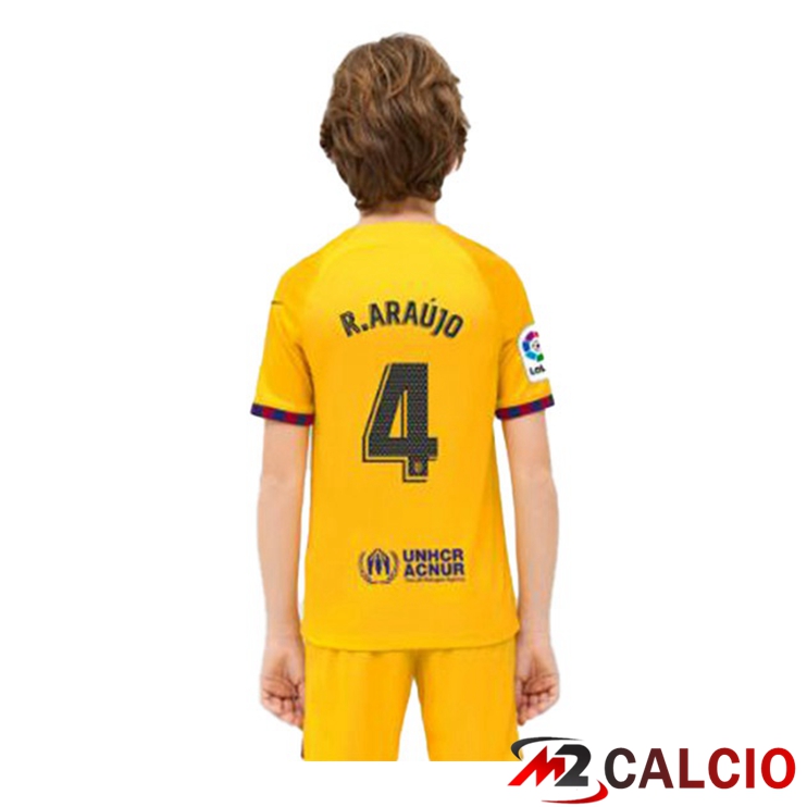 Maglie Calcio FC Barcellona (R. ARAUJO 4) Bambino Quarto Giallo 2022/2023
