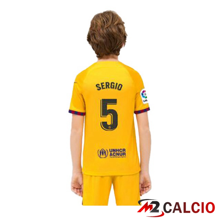 Maglie Calcio FC Barcellona (SERGIO 5) Bambino Quarto Giallo 2022/2023