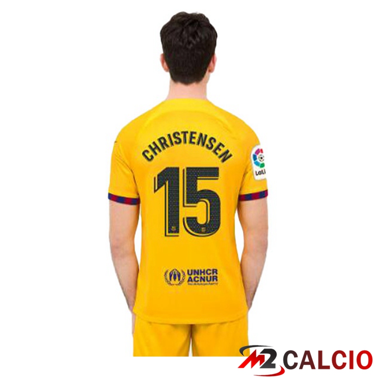 Maglie Calcio FC Barcellona (CHRISTENSEN 15) Quarto Giallo 2022/2023