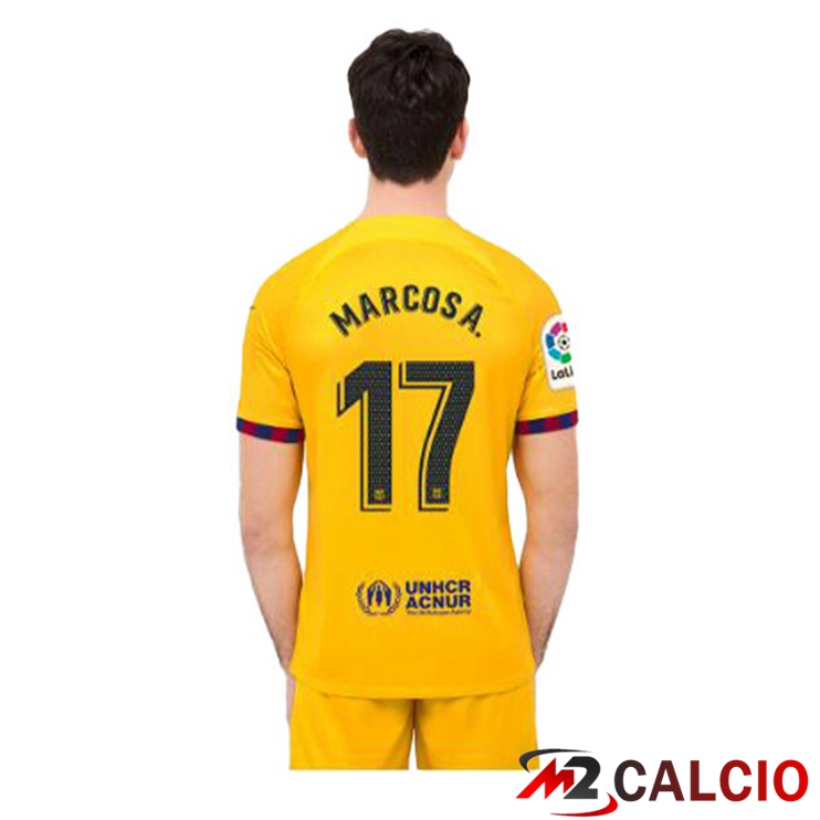 Maglie Calcio FC Barcellona (MARCOS A. 17) Quarto Giallo 2022/2023