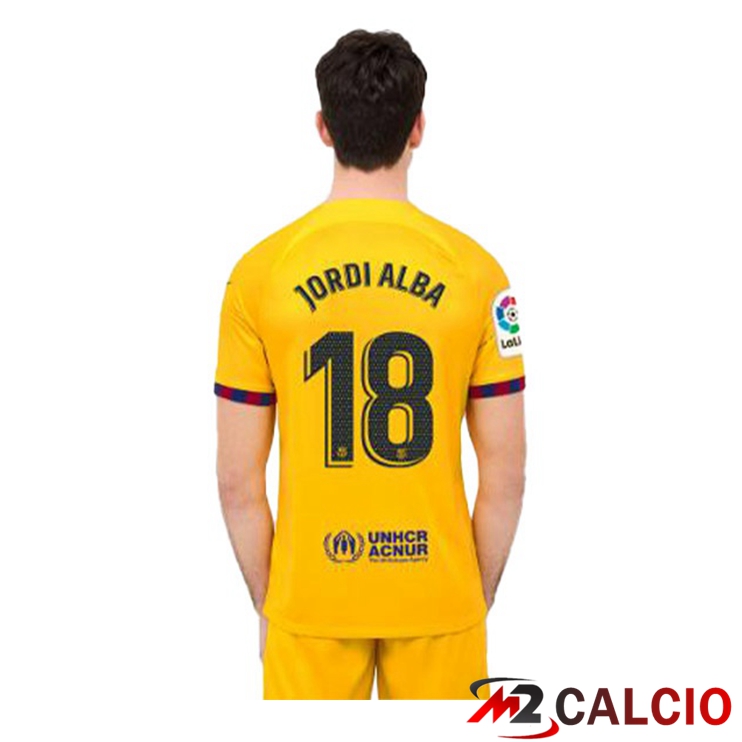 Maglie Calcio FC Barcellona (JORDI ALBA 18) Quarto Giallo 2022/2023