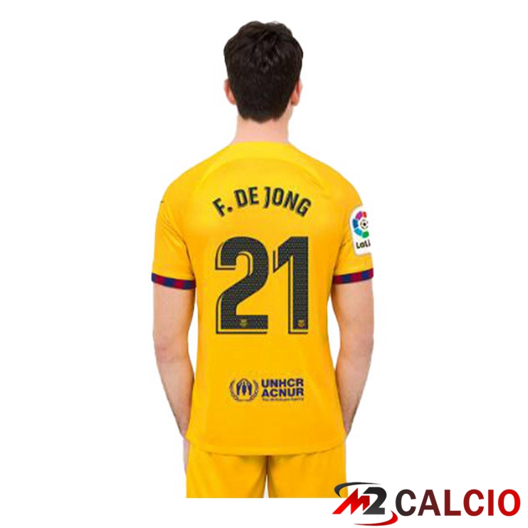 Maglie Calcio FC Barcellona (F. De JONG 21) Quarto Giallo 2022/2023