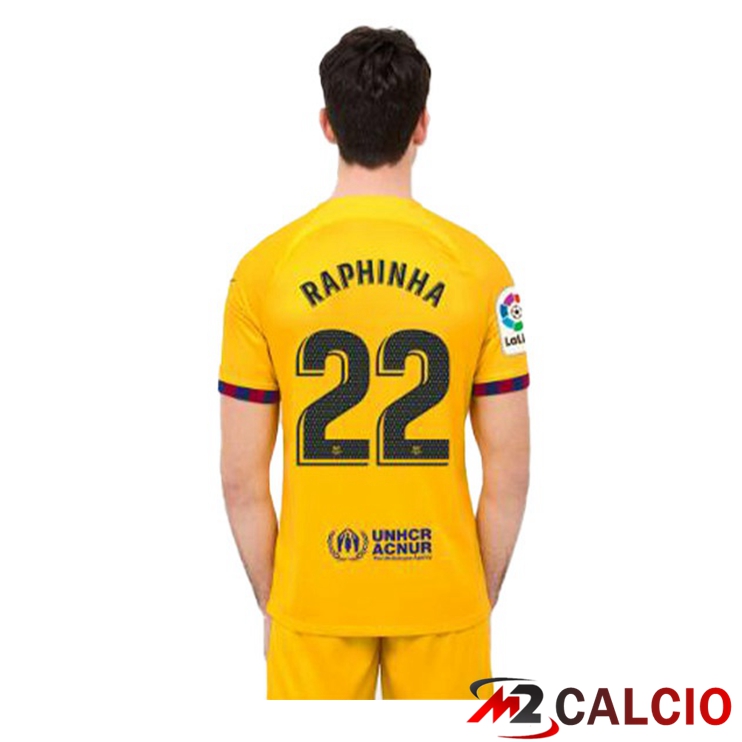 Maglie Calcio FC Barcellona (RAPHINHA 22) Quarto Giallo 2022/2023