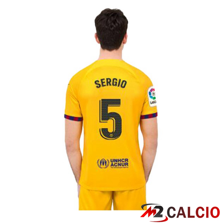 Maglie Calcio FC Barcellona (SERGIO 5) Quarto Giallo 2022/2023