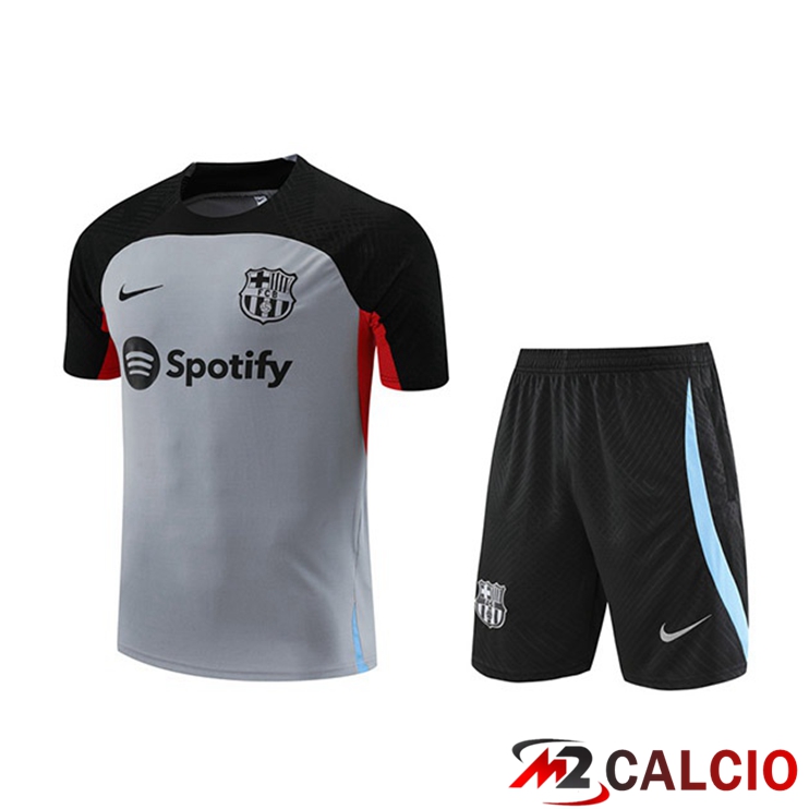 T Shirt Allenamento FC Barcellona + Pantaloncini Grigio 2023/2024