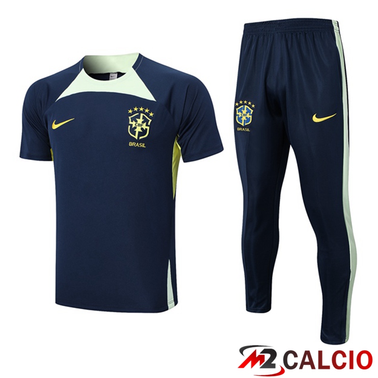 T Shirt Allenamento Brasile + Pantaloni Blu Reale 2023/2024