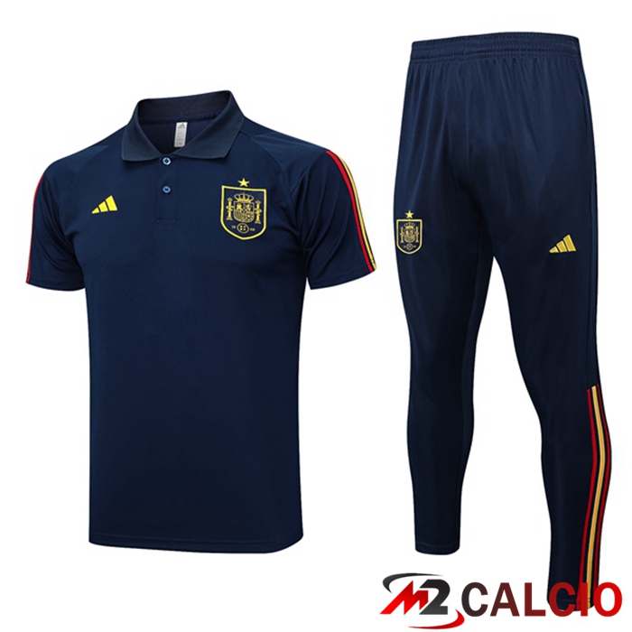 Maglia Polo Spagna + Pantaloni Blu Reale 2023/2024