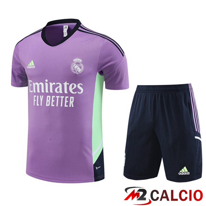T Shirt Allenamento Real Madrid + Pantaloncini Viola 2023/2024