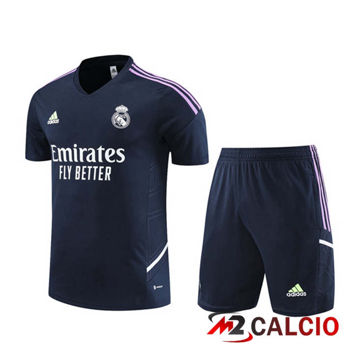 T Shirt Allenamento Real Madrid + Pantaloncini Blu Reale 2023/2024