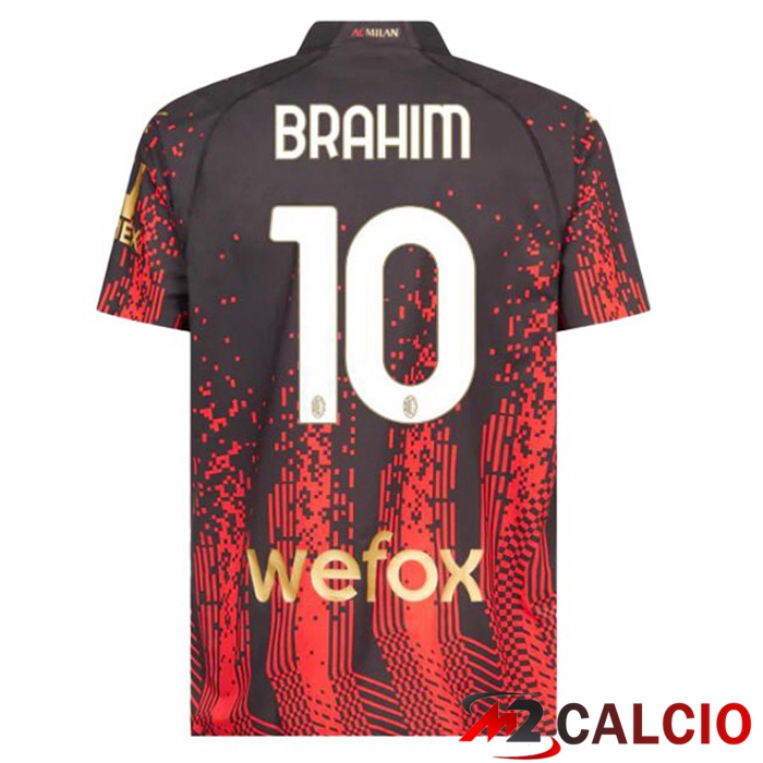 Maglie Calcio AC Milan (BRAHIM 10) Quarto Rosso Nero 2022/2023