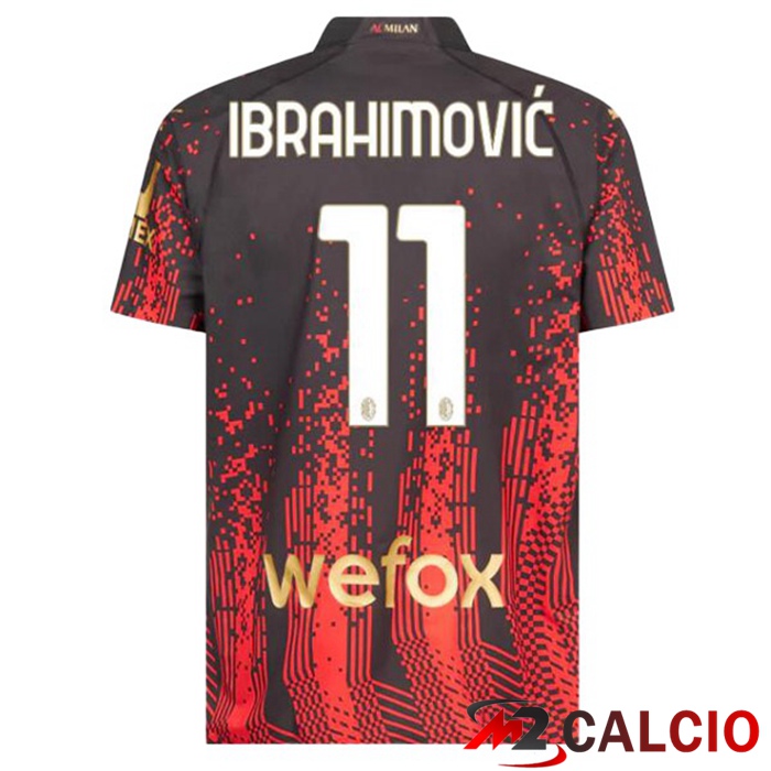 Maglie Calcio AC Milan (IBRAHIMOVIĆ 11) Quarto Rosso Nero 2022/2023