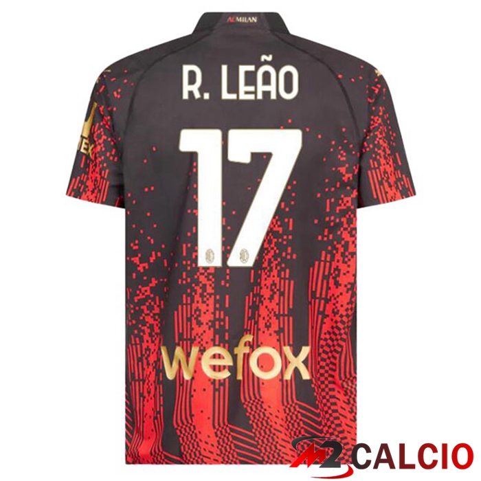 Maglie Calcio AC Milan (R. LEÃO 17) Quarto Rosso Nero 2022/2023
