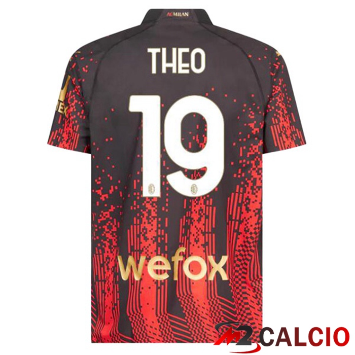 Maglie Calcio AC Milan (THEO 19) Quarto Rosso Nero 2022/2023