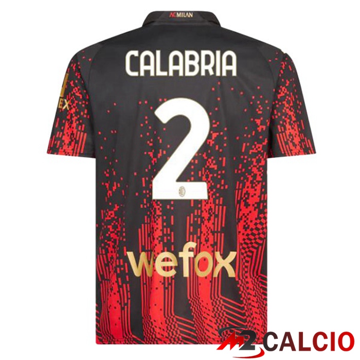 Maglie Calcio AC Milan (CALABRIA 2) Quarto Rosso Nero 2022/2023