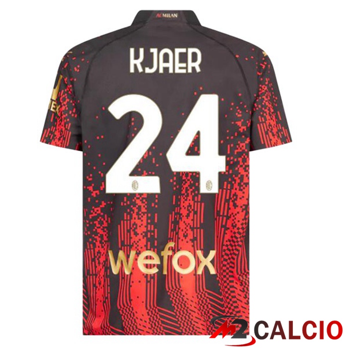 Maglie Calcio AC Milan (KJAER 24) Quarto Rosso Nero 2022/2023