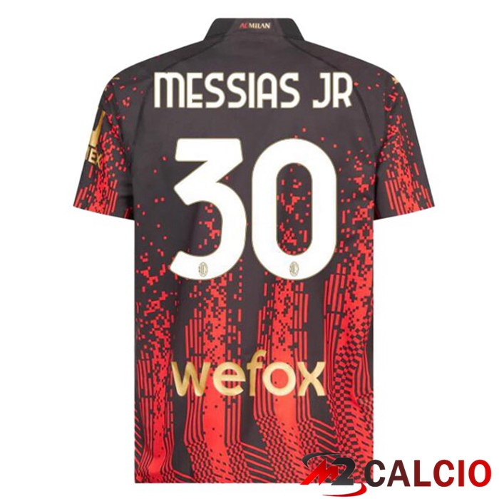 Maglie Calcio AC Milan (MESSIAS JR 30) Quarto Rosso Nero 2022/2023