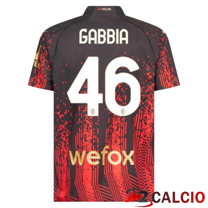 Maglie Calcio AC Milan (GABBIA 46) Quarto Rosso Nero 2022/2023