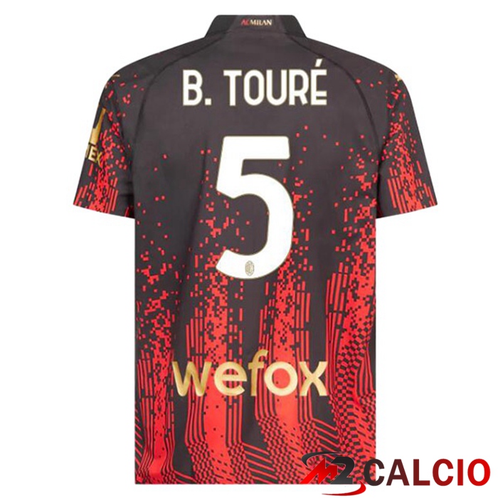 Maglie Calcio AC Milan (B. TOURÉ 5) Quarto Rosso Nero 2022/2023