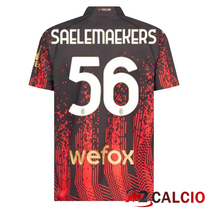 Maglie Calcio AC Milan (SAELEMAEKERS 56) Quarto Rosso Nero 2022/2023