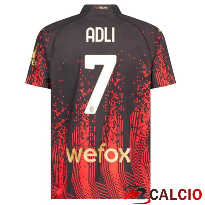 Maglie Calcio AC Milan (ADLI 7) Quarto Rosso Nero 2022/2023