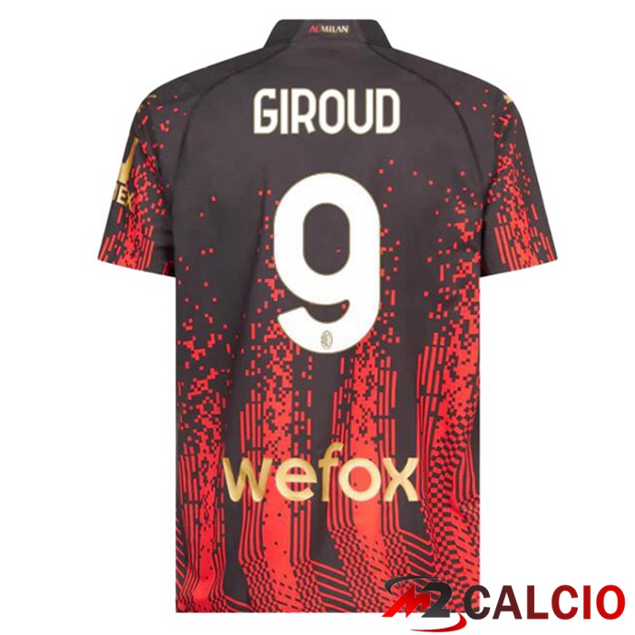 Maglie Calcio AC Milan (GIROUD 9) Quarto Rosso Nero 2022/2023