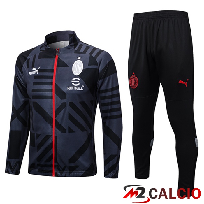Insieme Tuta Calcio - Giacca AC Milan Nero 2023/2024