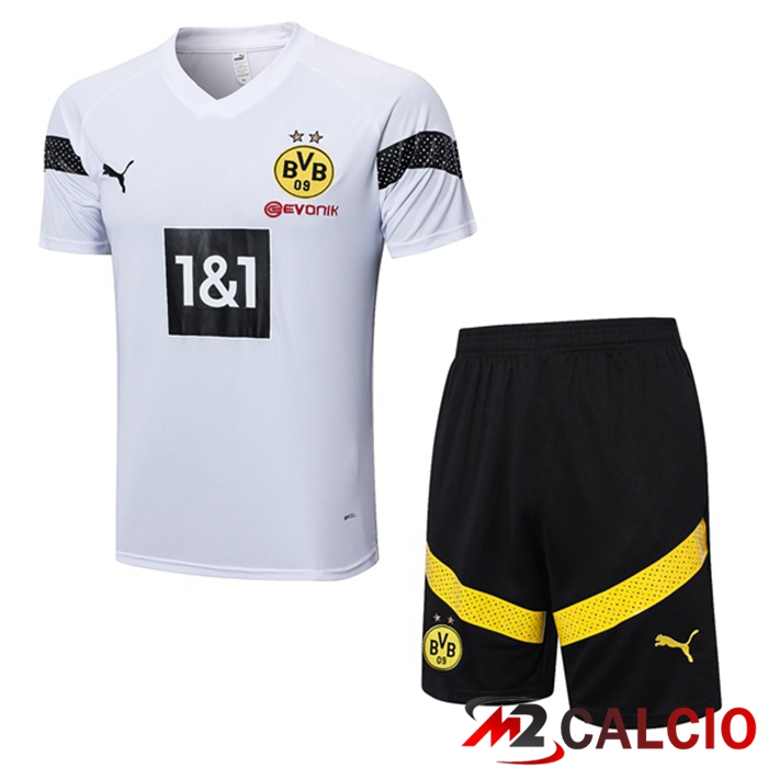 T Shirt Allenamento Dortmund BVB + Pantaloncini Bianco 2023/2024