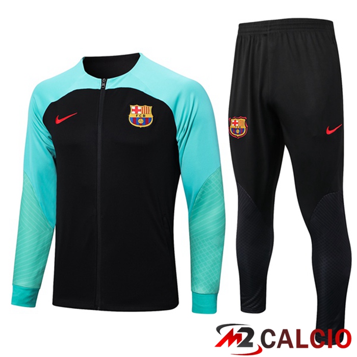 Insieme Tuta Calcio - Giacca FC Barcellona Nero Verde 2023/2024