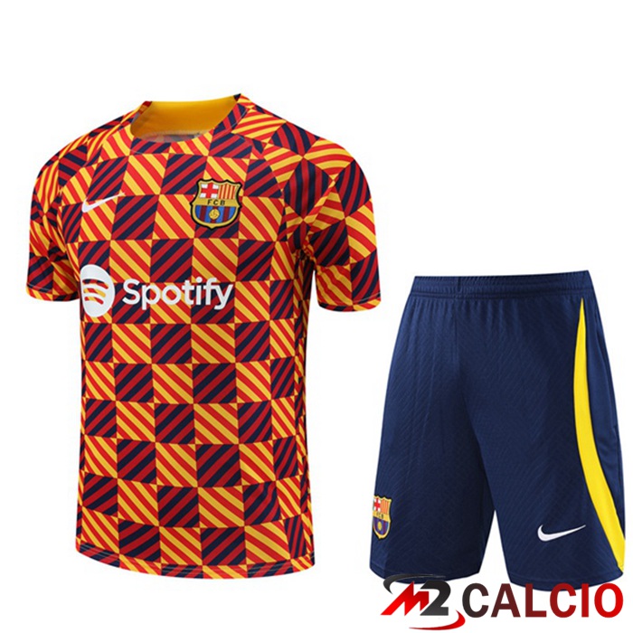 T Shirt Allenamento FC Barcellona + Pantaloncini Giallo 2023/2024