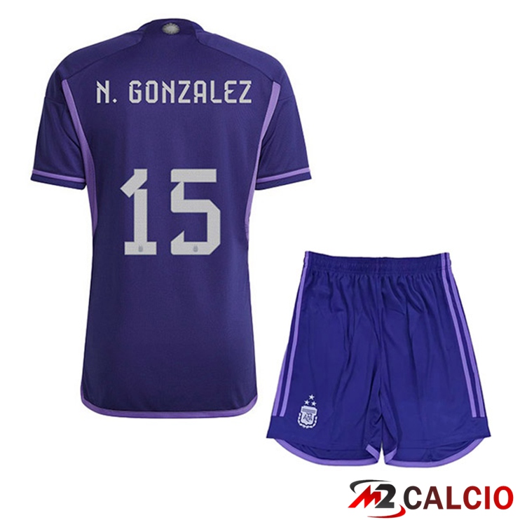 Maglie Calcio Argentina (A. CORREA 15) 3 Stars Bambino Seconda Viola 2022/2023