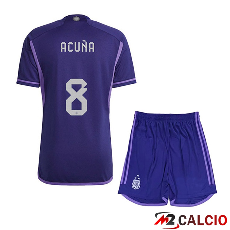 Maglie Calcio Argentina (ACUÑA 8) 3 Stars Bambino Seconda Viola 2022/2023