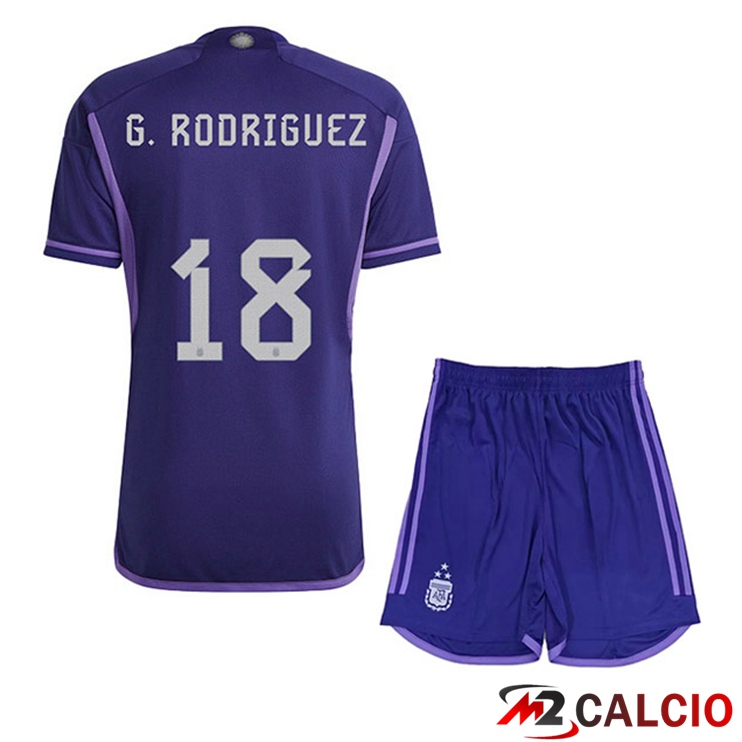 Maglie Calcio Argentina (G. RODRIGUEZ 18) 3 Stars Bambino Seconda Viola 2022/2023
