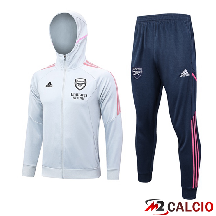 Insieme Giacca Con Cappuccio Tuta Arsenal Bianco 2023/2024