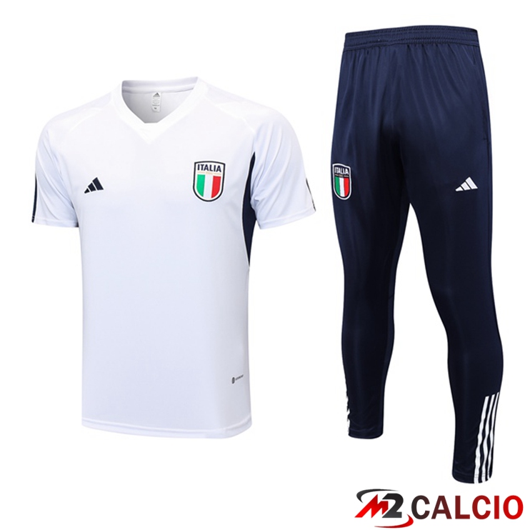 T Shirt Allenamento Italia + Pantaloni Bianco 2023/2024