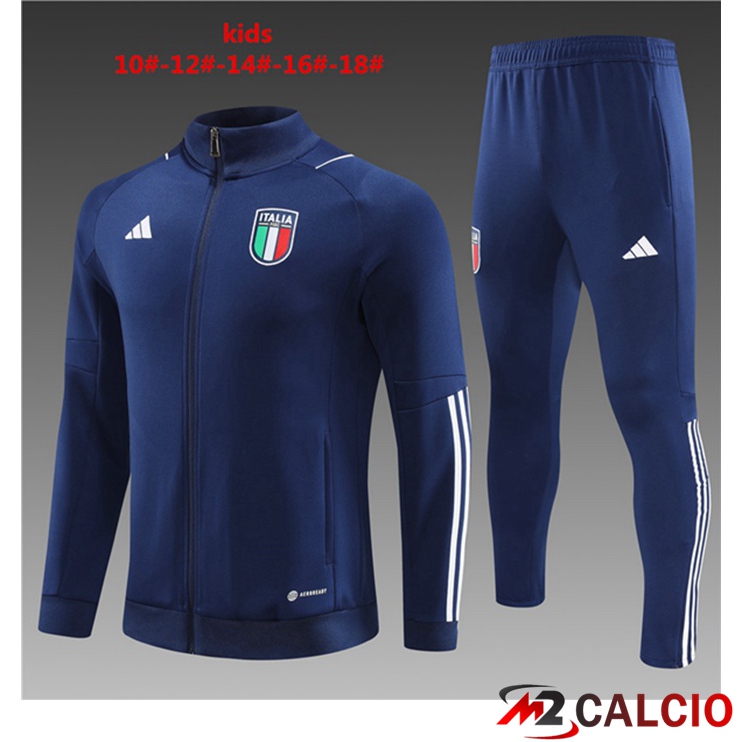 Insieme Tuta Calcio - Giacca Italia Bambino Blu Reale 2023/2024