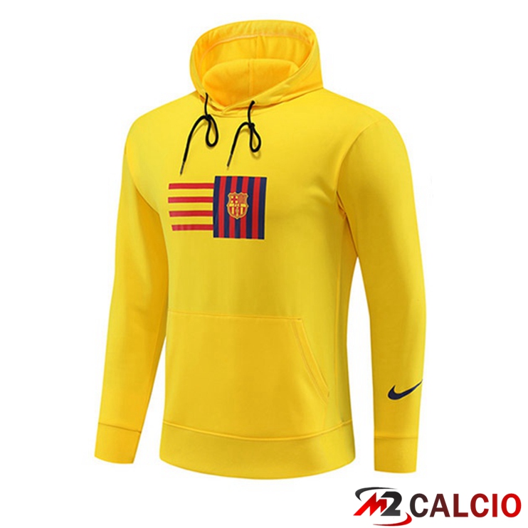 Felpa Cappuccio FC Barcellona Giallo 2023/2024