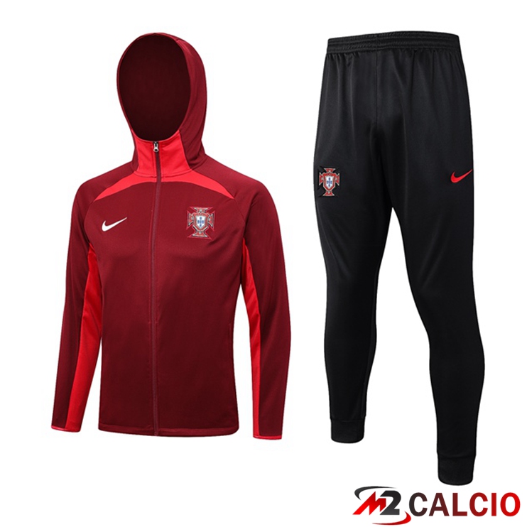 Insieme Giacca Con Cappuccio Tuta Portogallo Rosso 2023/2024
