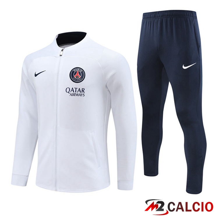 Insieme Tuta Calcio - Giacca Paris PSG Bianco 2023/2024