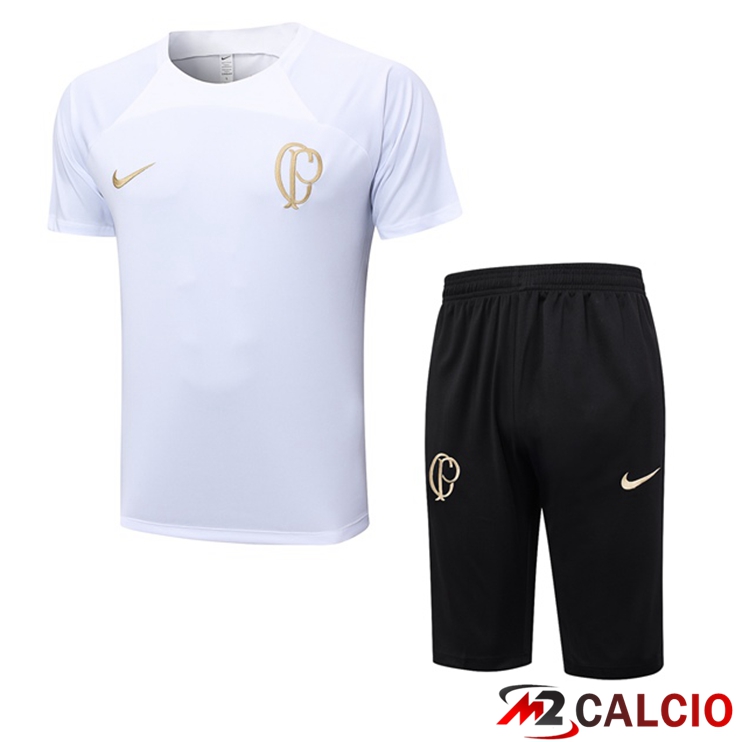 T Shirt Allenamento Corinthians + Pantaloncini Bianco 2023/2024