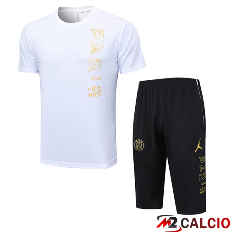 T Shirt Allenamento Paris PSG + Pantaloncini Bianco 2023/2024