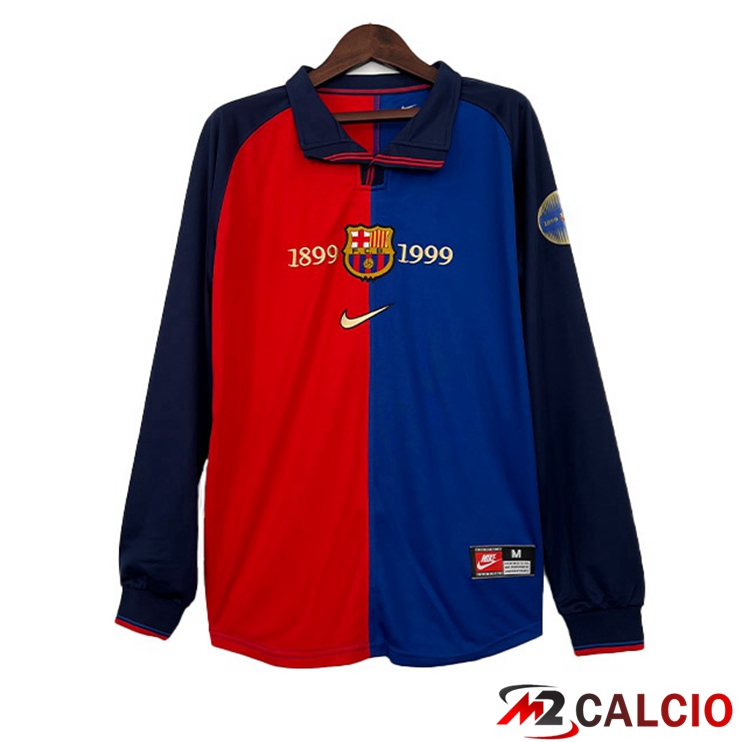 Maglie Calcio FC Barcellona Retro 100° Anniversario Manica Lunga Rosso Blu