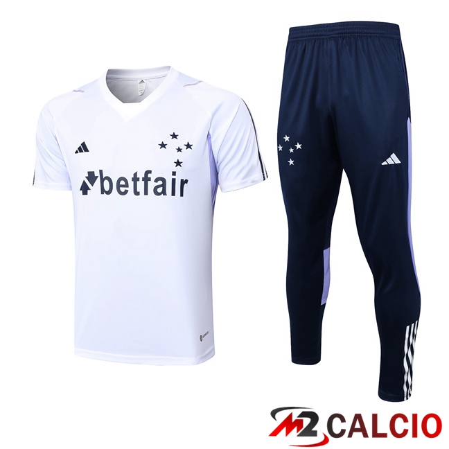 T Shirt Allenamento Cruzeiro EC + Pantaloni Bianco 2023/2024