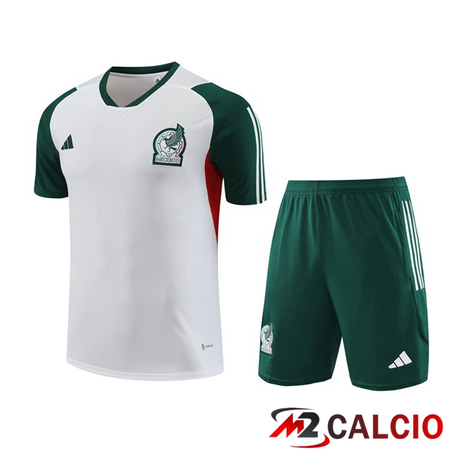 T Shirt Allenamento Messico + Pantaloncini Bianco 2023/2024